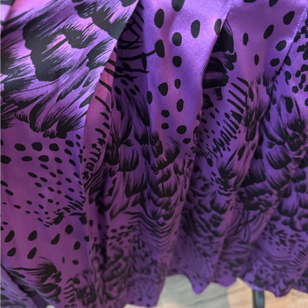 Escada Asymmetrical Skirt in Vibrant Purple and‎ Black 42